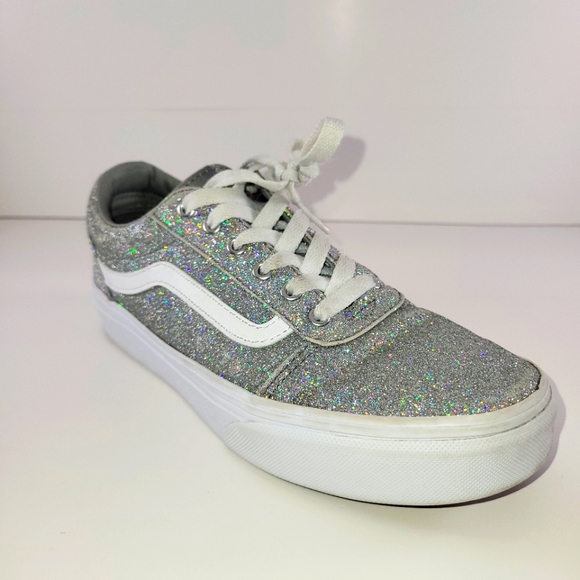Vans Old Skool Missy Silver Glitter Skate Shoes Low Top Lace Up 3 - Picture 3 of 7